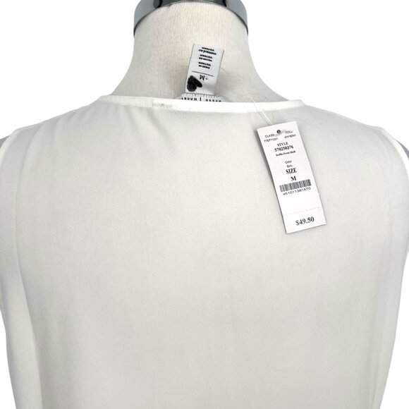 WHBM Ruffle Front Sleeveless Shell Blouse White Size Medium NWT - Picture 5 of 13